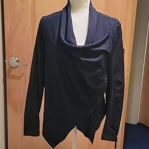 Blank NYC navy/black faux leather trimmed jacket